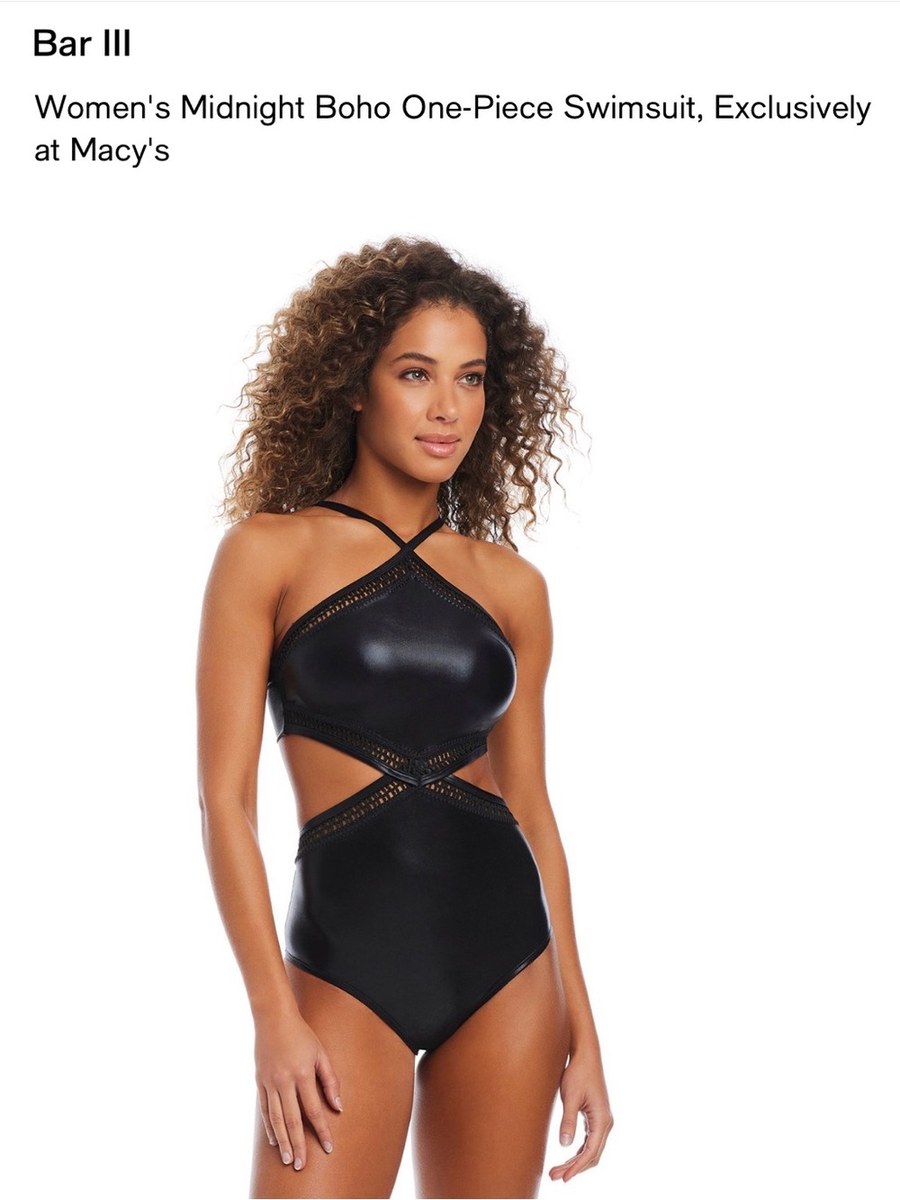 Bar III Black Cutout One-Piece Swimsuit
